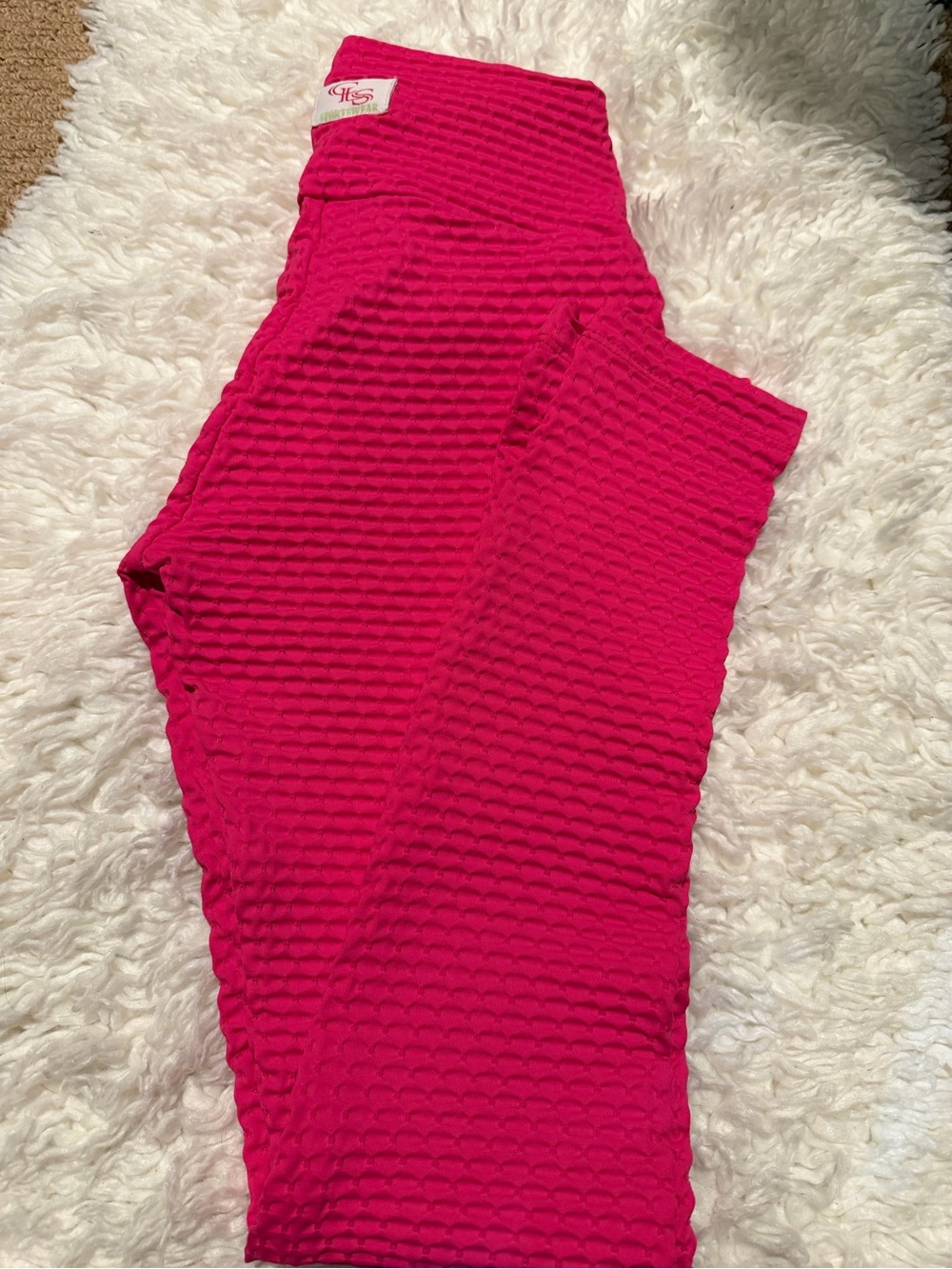 Hot Pink Textured Leggings by CLS Sportswear